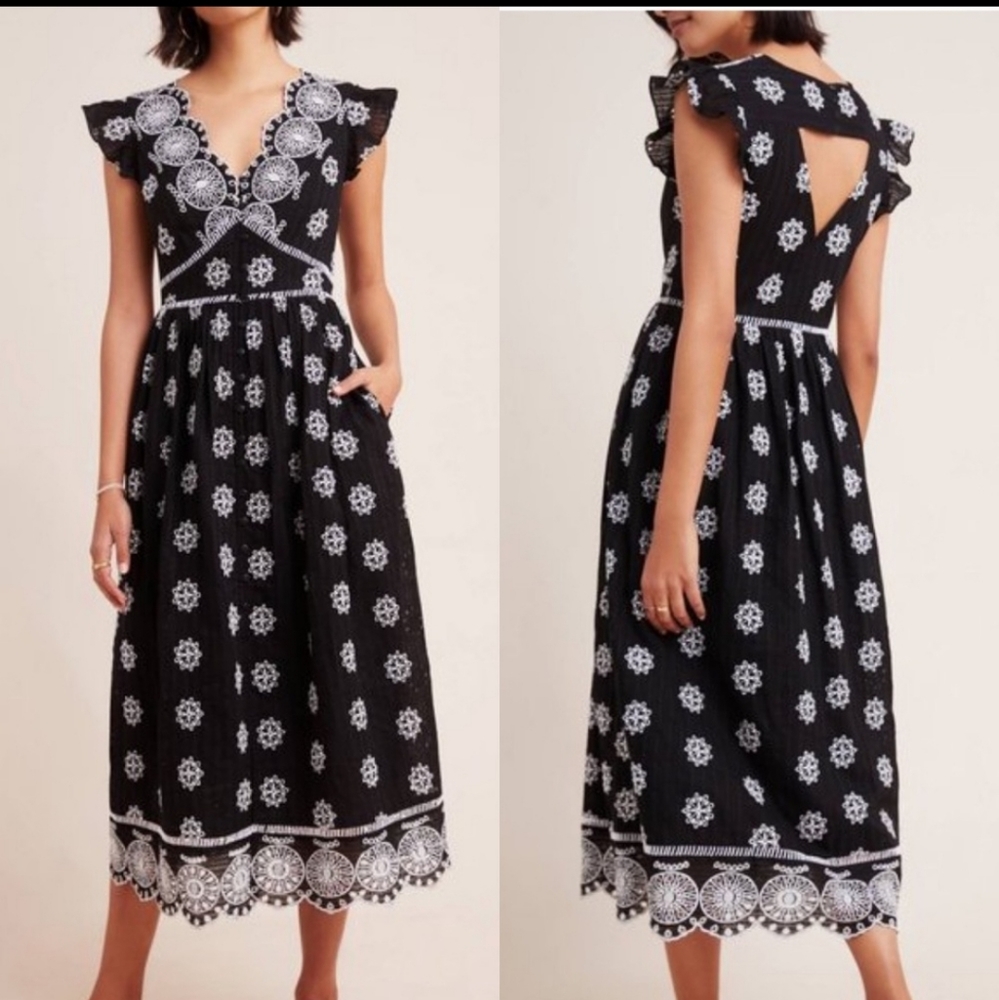 Anthropologie Tomine Eyelet Embroidered Dress